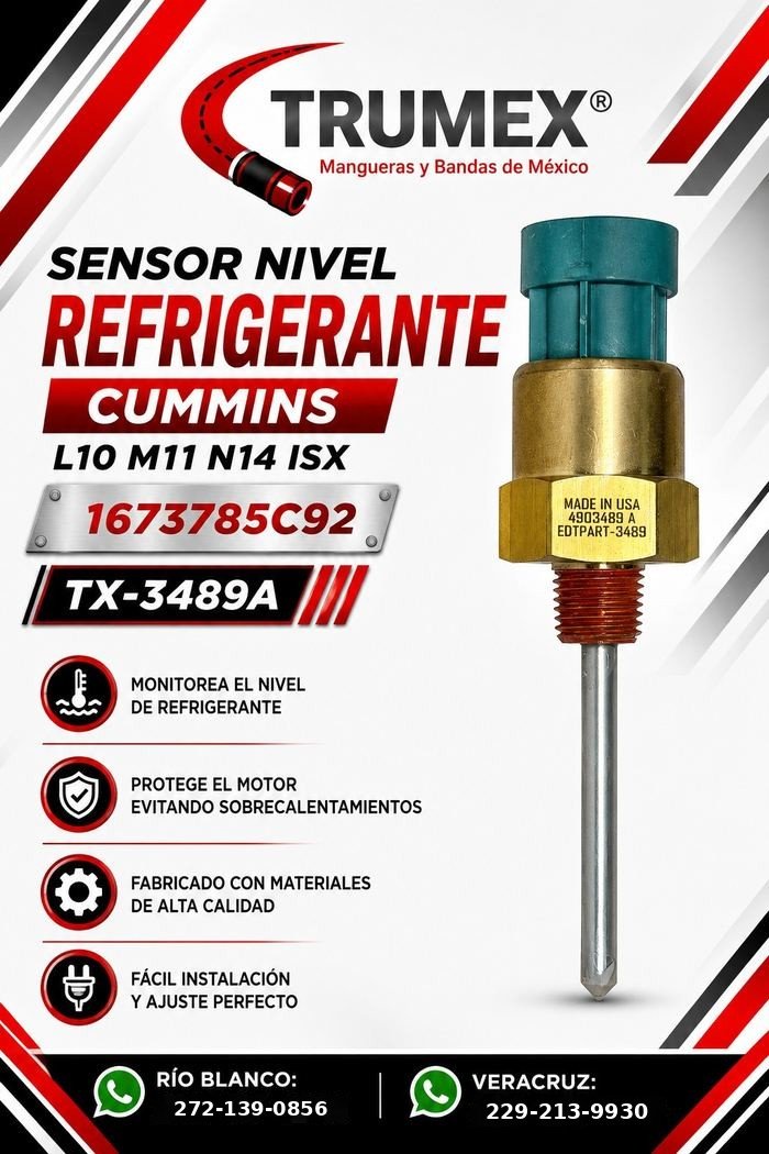Sensor de nivel de refrigerante Trumex, número de parte TX-3489A